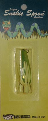 Baby Snakie 1/4 oz. Weedless Spoon - Fluorescent Chartruese - shown approximatelu actual size